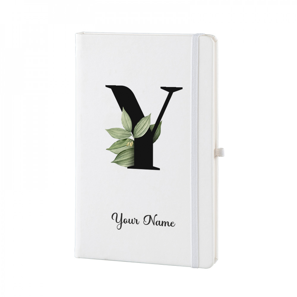 Personalized White A5 Notebook – Lettering - Custom Name & Initial Journal – Minimalist Monogram Diary – Unique Gift