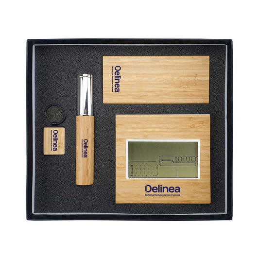 Bamboo Gift Sets Powerbank,Pen,Keychain,Desk and Wall Clock