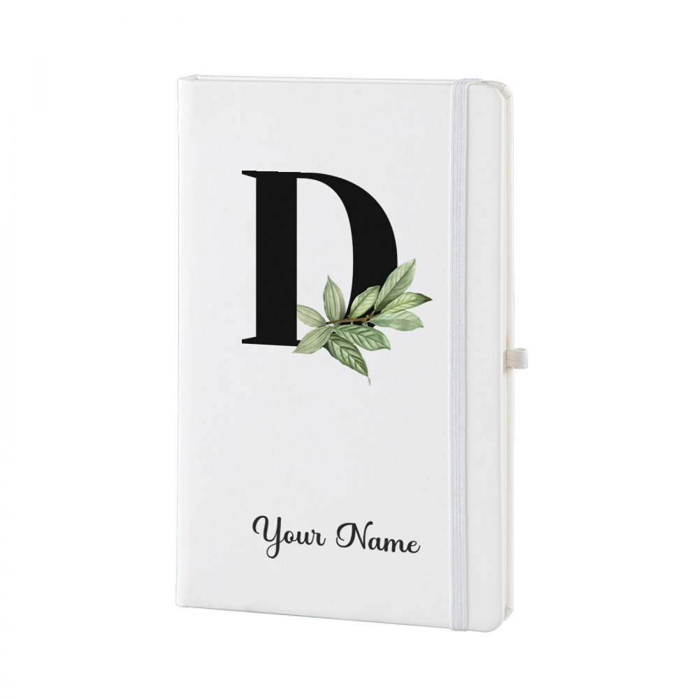 Personalized White A5 Notebook – Lettering - Custom Name & Initial Journal – Minimalist Monogram Diary – Unique Gift