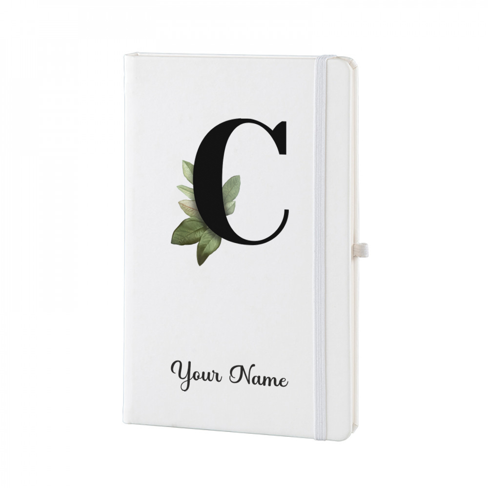 Personalized White A5 Notebook – Lettering - Custom Name & Initial Journal – Minimalist Monogram Diary – Unique Gift