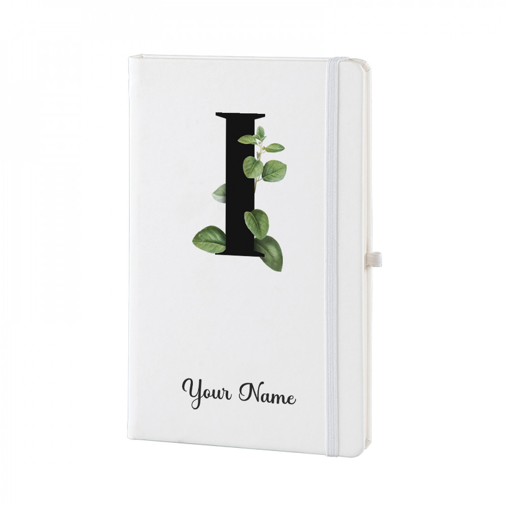 Personalized White A5 Notebook – Lettering - Custom Name & Initial Journal – Minimalist Monogram Diary – Unique Gift