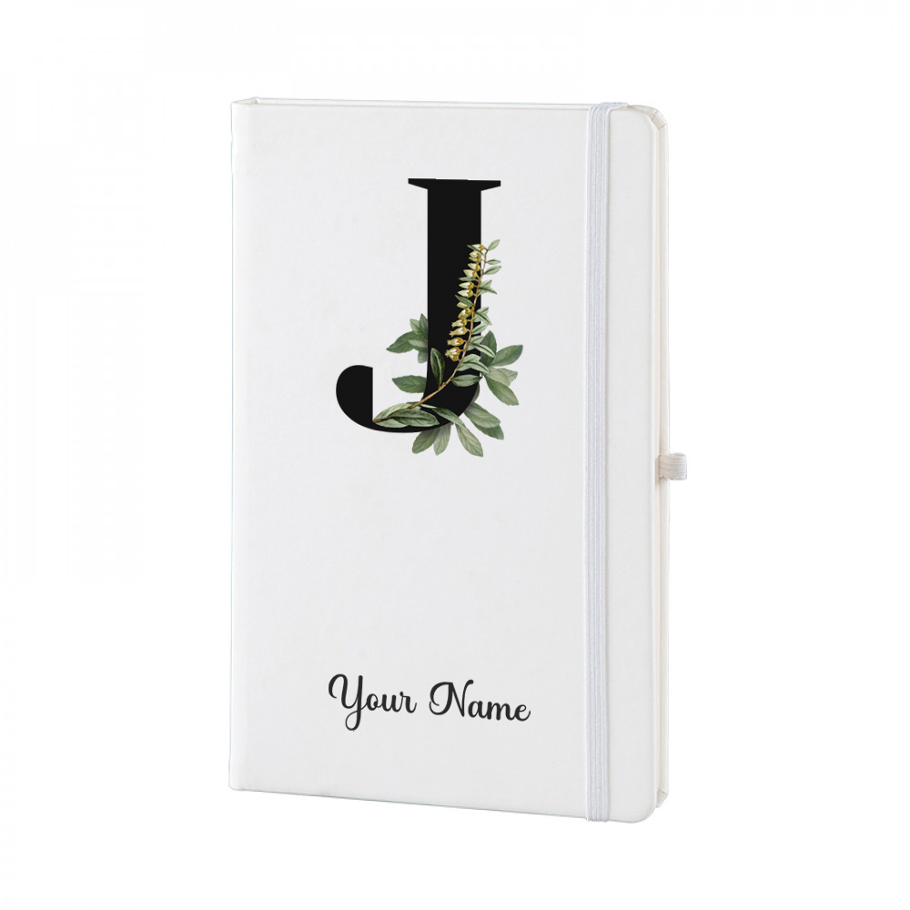 Personalized White A5 Notebook – Lettering - Custom Name & Initial Journal – Minimalist Monogram Diary – Unique Gift