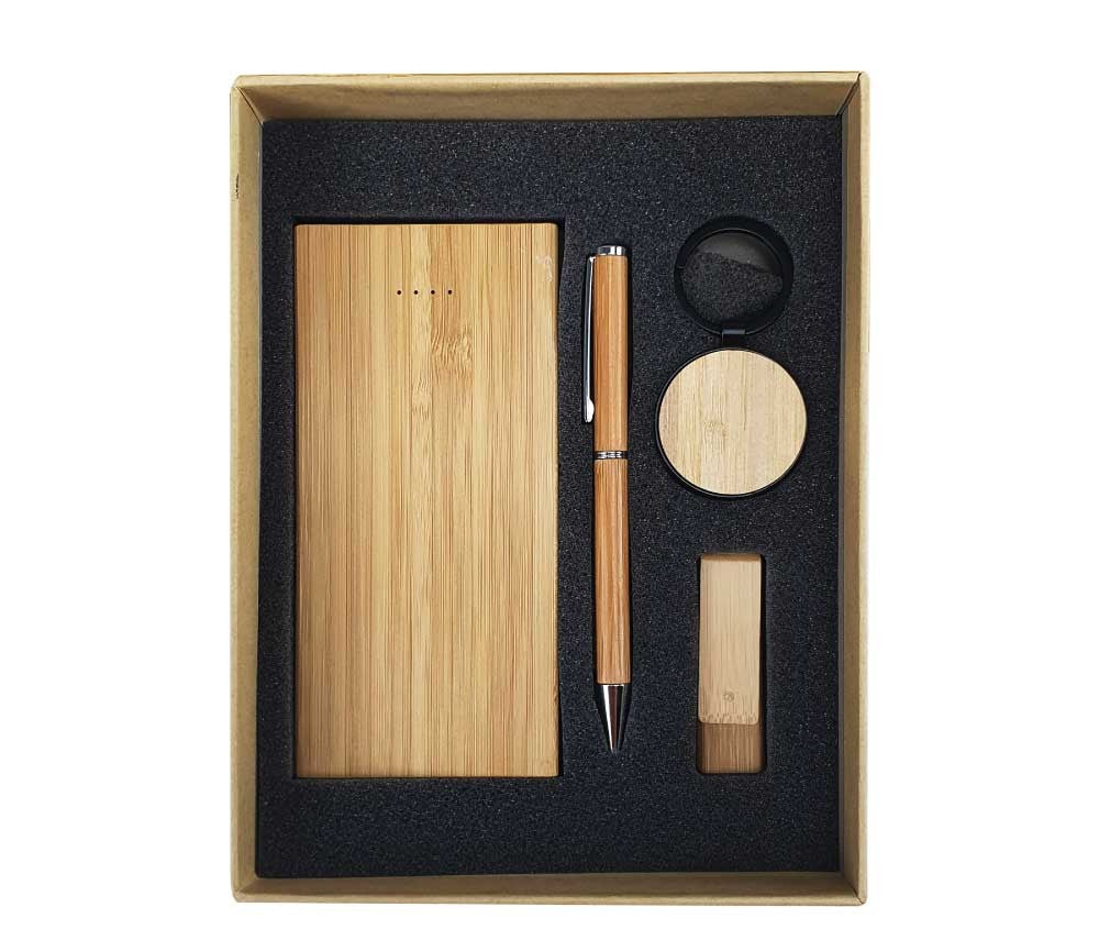 Eco-Friendly Bamboo Gift Sets Powerbank,Pen,USB,Keychain