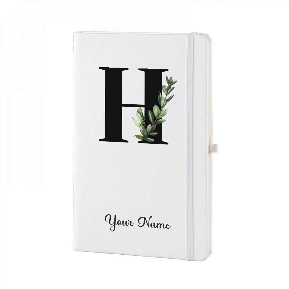 Personalized White A5 Notebook – Lettering - Custom Name & Initial Journal – Minimalist Monogram Diary – Unique Gift