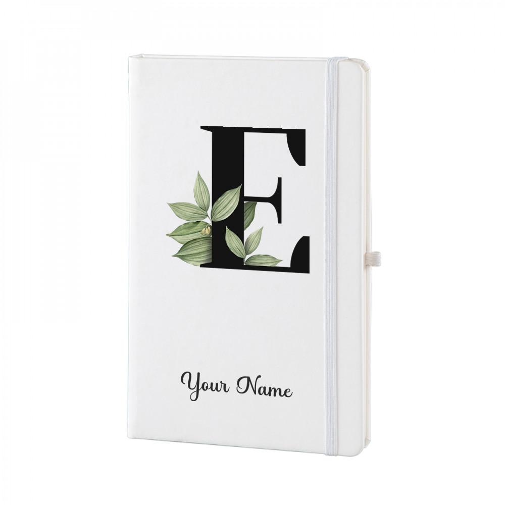 Personalized White A5 Notebook – Lettering - Custom Name & Initial Journal – Minimalist Monogram Diary – Unique Gift