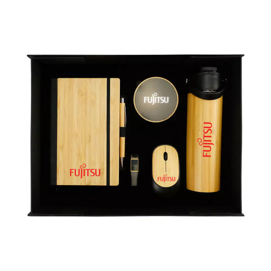 Bamboo Gift Sets Notebooks,Pen,Wireless Charger,Mouse,Bottle,USB