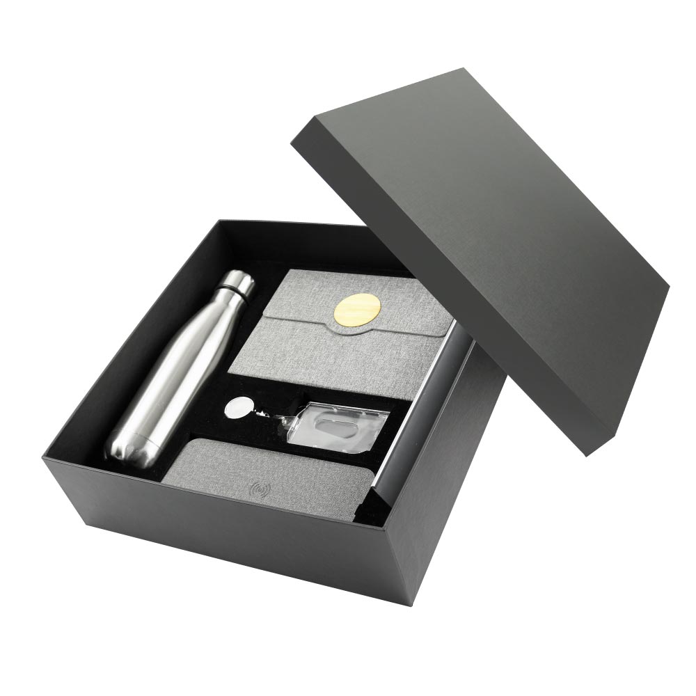 Gift Sets Notebooks,Ball Pens,Steel Bottles,Reel Badges,Card Holders,Charging Mousepads,Desk Sign