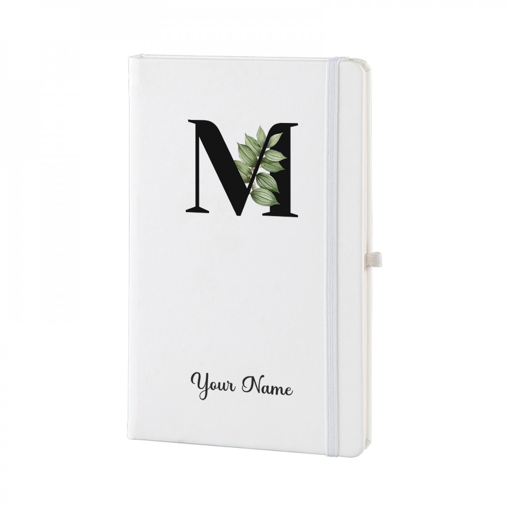Personalized White A5 Notebook – Lettering - Custom Name & Initial Journal – Minimalist Monogram Diary – Unique Gift