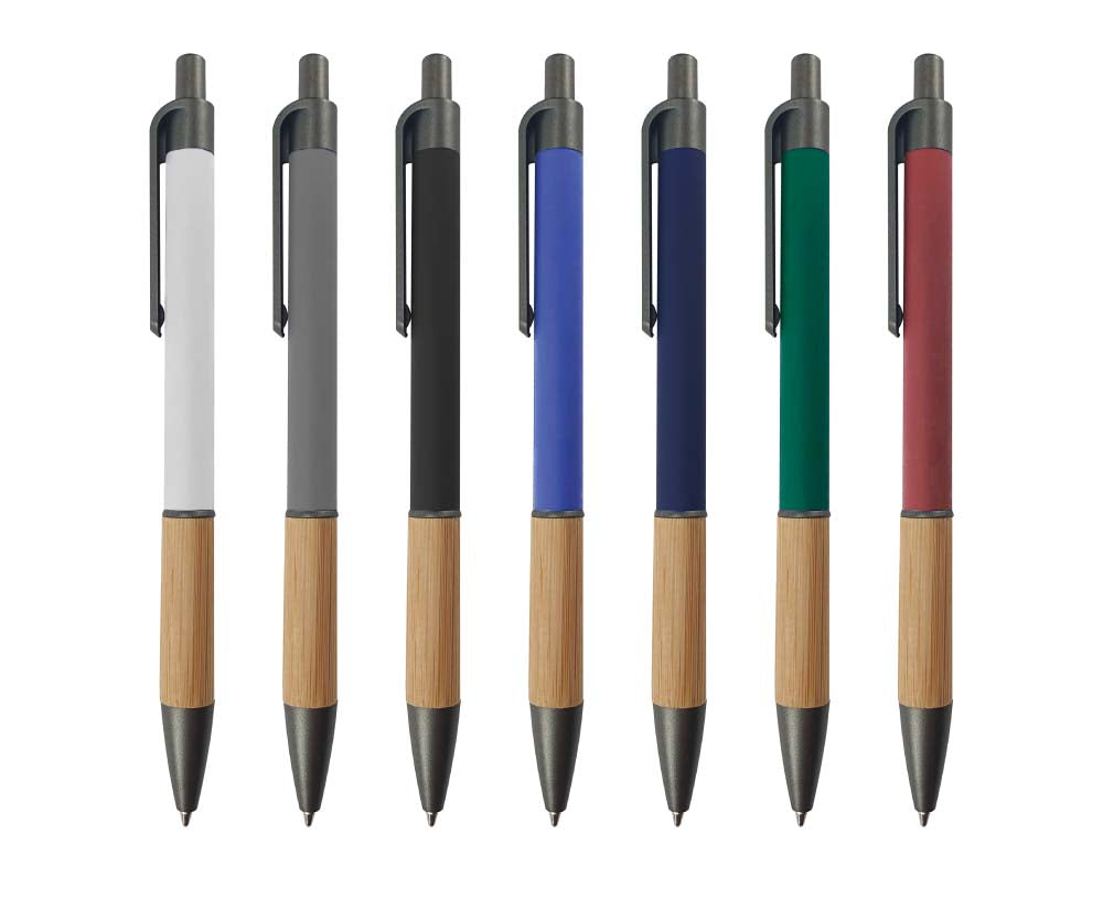 Push Button Ballpoint Pens with Bamboo Grip