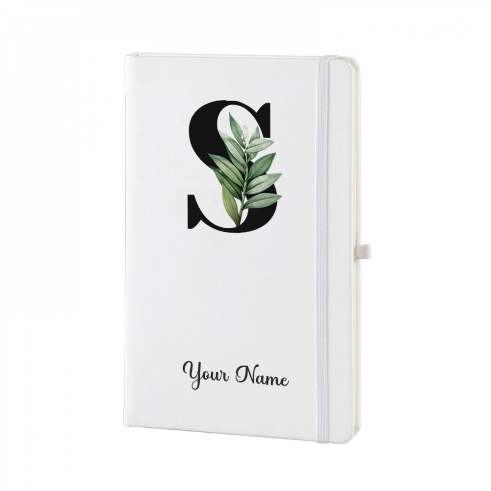 Personalized White A5 Notebook – Lettering - Custom Name & Initial Journal – Minimalist Monogram Diary – Unique Gift