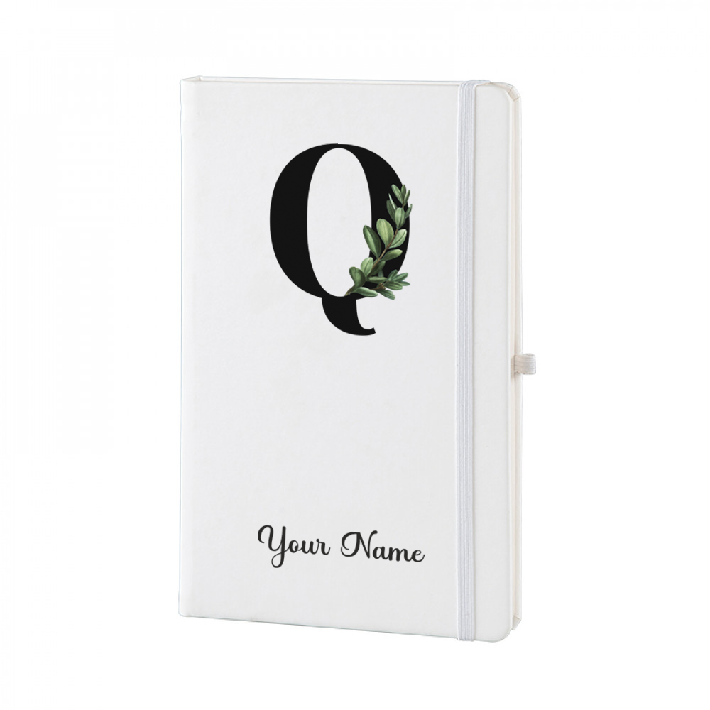 Personalized White A5 Notebook – Lettering - Custom Name & Initial Journal – Minimalist Monogram Diary – Unique Gift