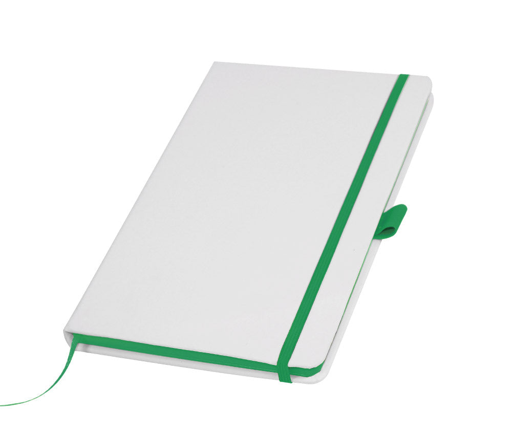White PU Leather Cover A5 Notebooks Band Bookmark Loop