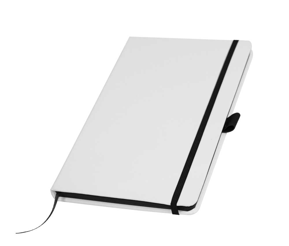 White PU Leather Cover A5 Notebooks Band Bookmark Loop