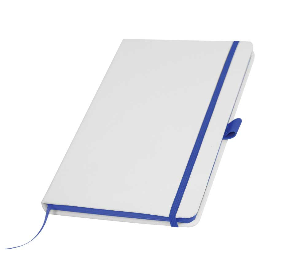 White PU Leather Cover A5 Notebooks Band Bookmark Loop