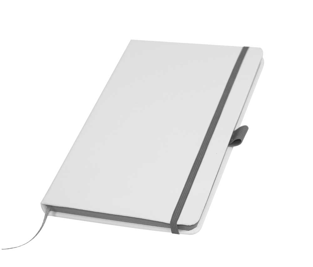 White PU Leather Cover A5 Notebooks Band Bookmark Loop