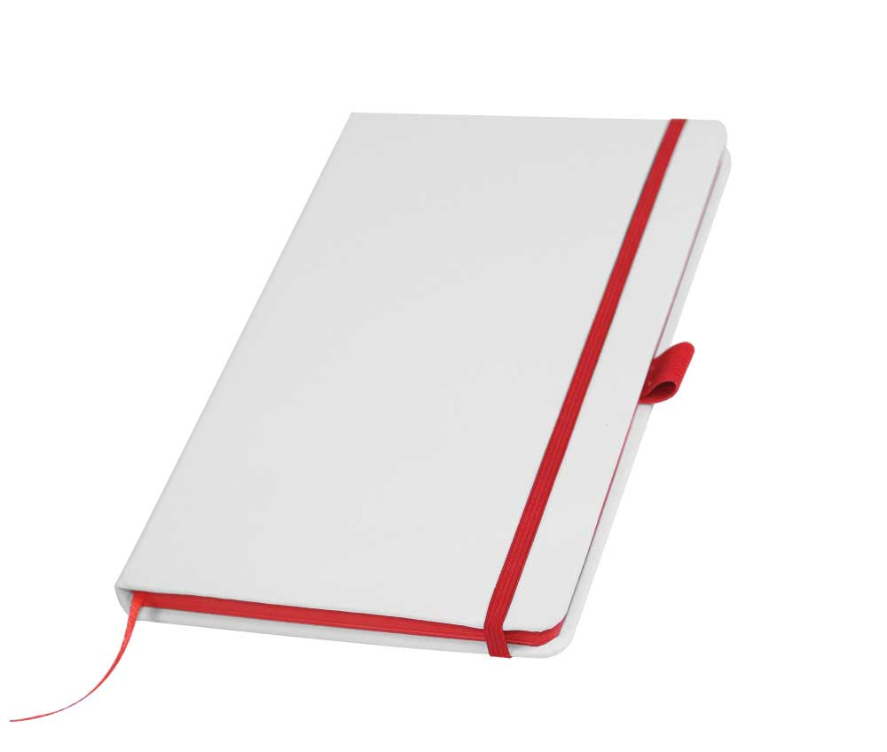 White PU Leather Cover A5 Notebooks Band Bookmark Loop