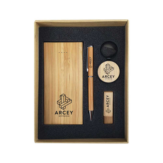 Eco-Friendly Bamboo Gift Sets Powerbank,Pen,USB,Keychain