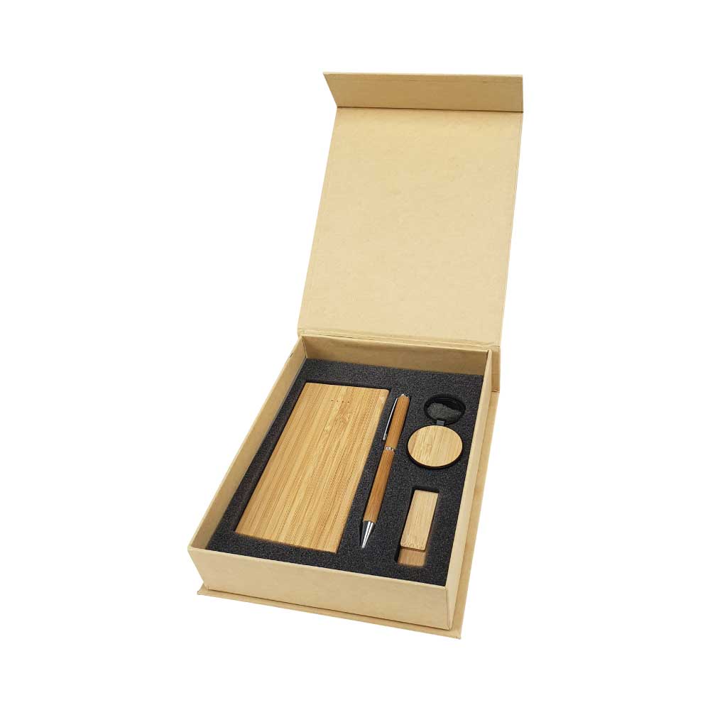 Eco-Friendly Bamboo Gift Sets Powerbank,Pen,USB,Keychain