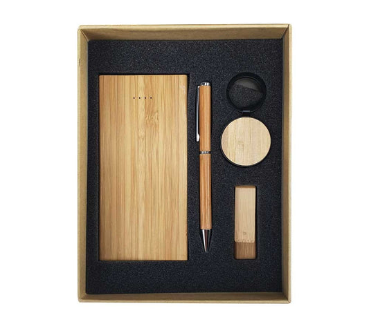 Eco-Friendly Bamboo Gift Sets Powerbank,Pen,USB,Keychain