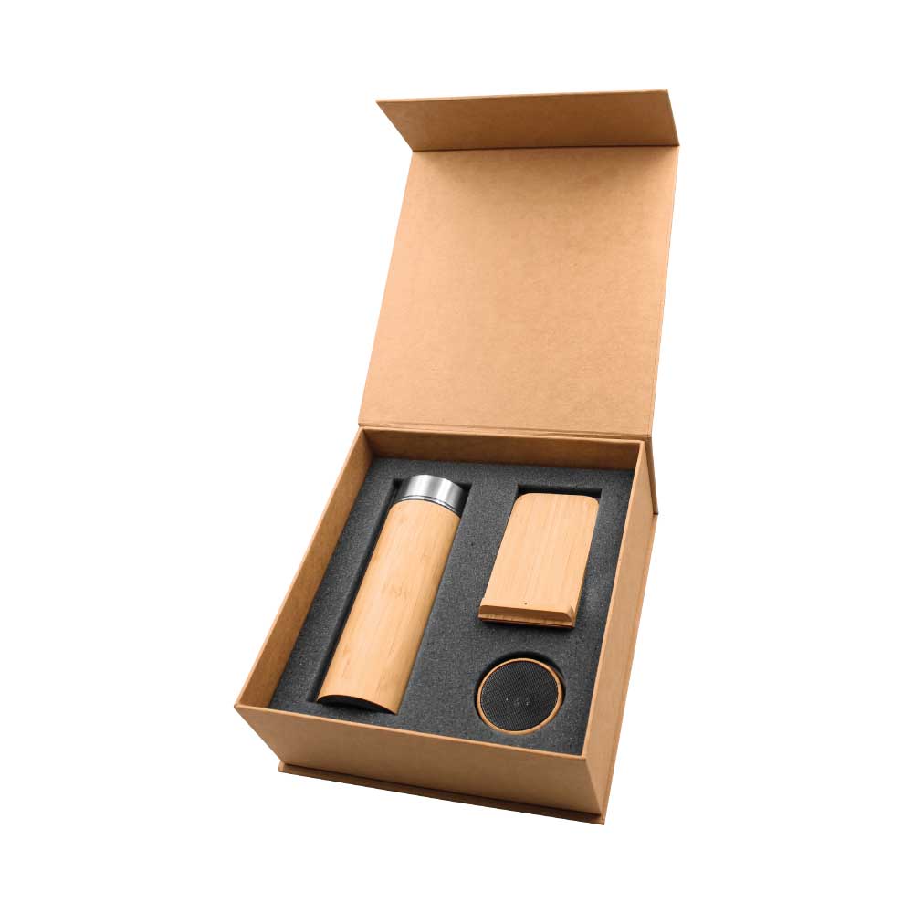 Bamboo Gift Sets Flask,Wireless Charger Stand,Speakers