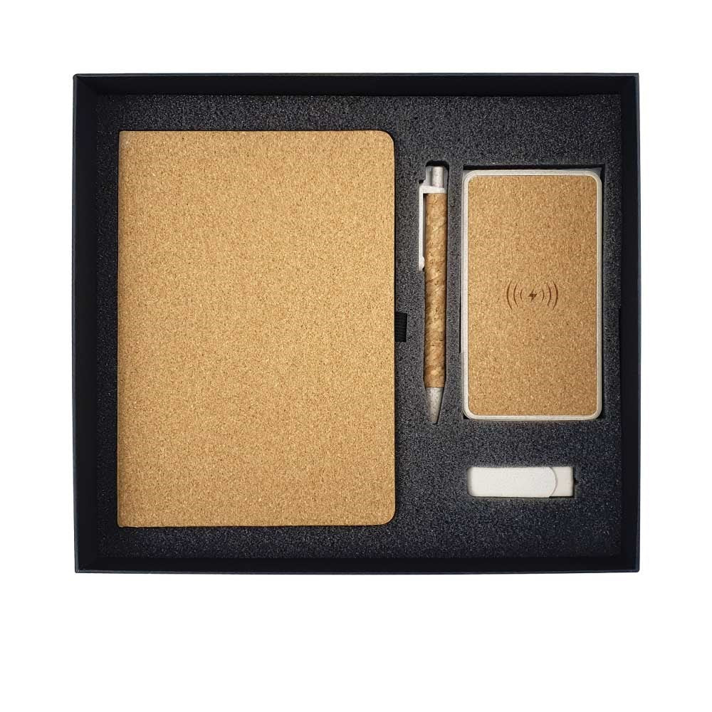 Eco-Friendly Cork Gift Sets Notebook,Pen,Powerbank,USB