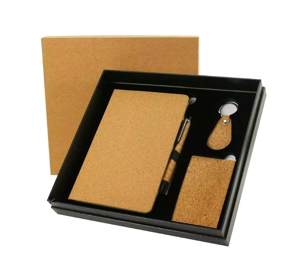 Cork Material Gift Sets Notebooks,Cork Pens,Keychains,Card Holders
