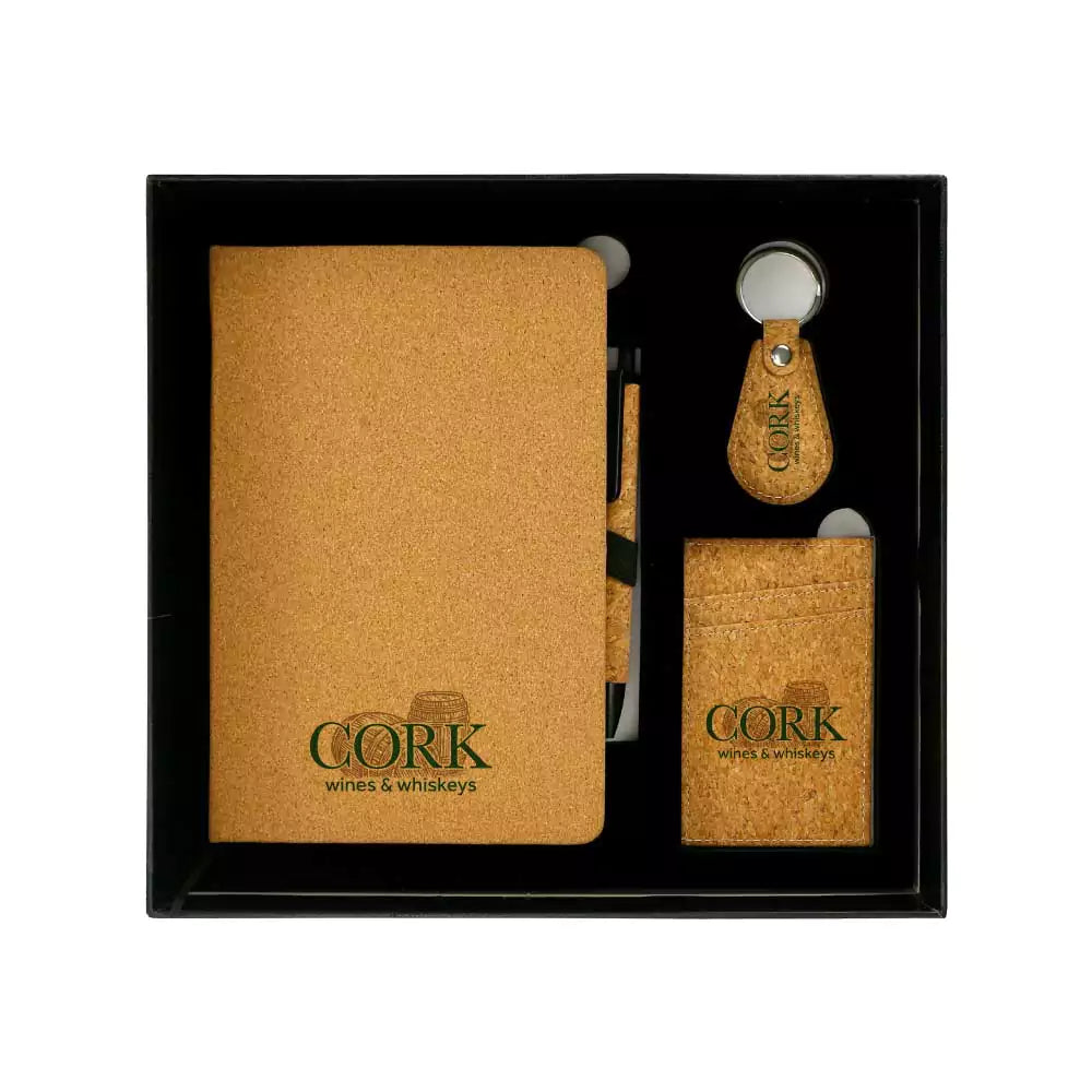 Cork Material Gift Sets Notebooks,Cork Pens,Keychains,Card Holders