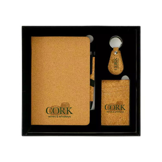 Cork Material Gift Sets Notebooks,Cork Pens,Keychains,Card Holders