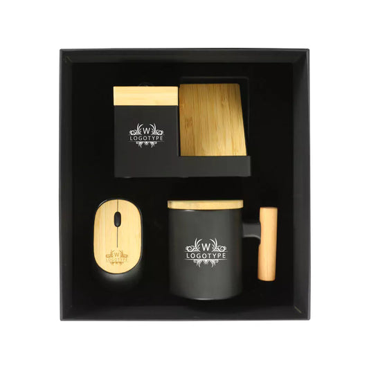 Bamboo Gift Sets Mugs,15W Wireless Charger,Mouse