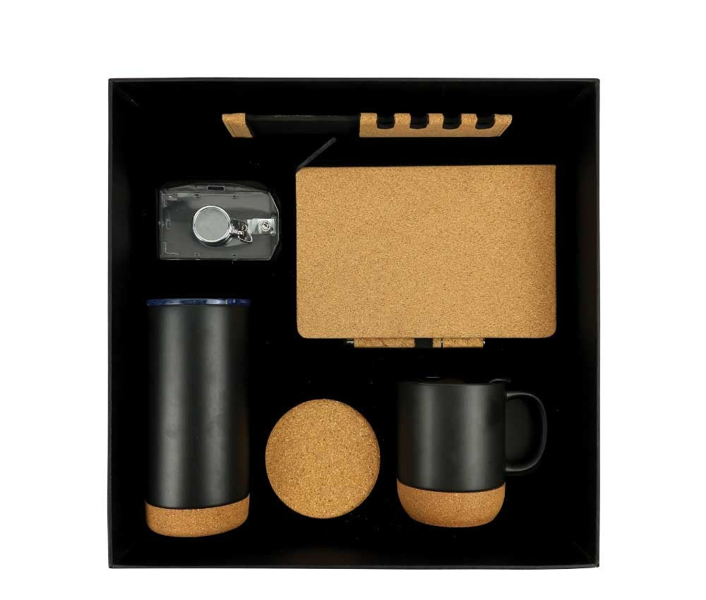 Cork Gift Sets Notebooks,Pen,Travel Tumbler,Reel Badges,Coasters,Mousepad,Mugs