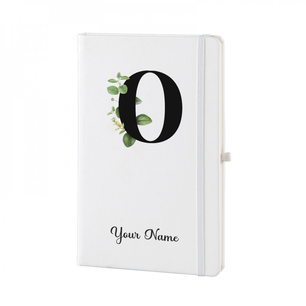Personalized White A5 Notebook –  Lettering - Custom Name & Initial Journal – Minimalist Monogram Diary – Unique Gift
